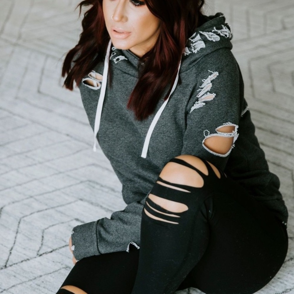 Charcoal Destressed hoodie